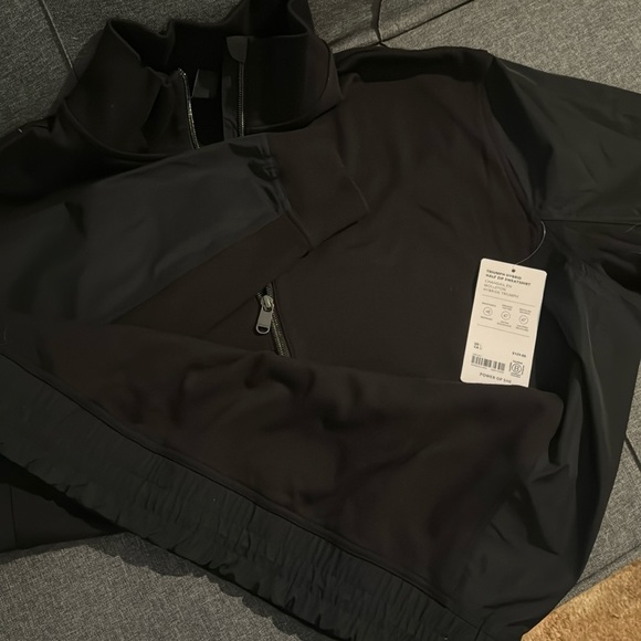 Athleta Triumph Hybrid Half Zip Sweatshirt L Black - Picture 2 of 9